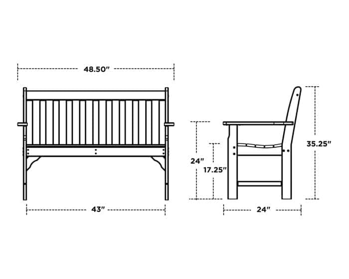 Vineyard 48" Bench- Vintage - Image 3