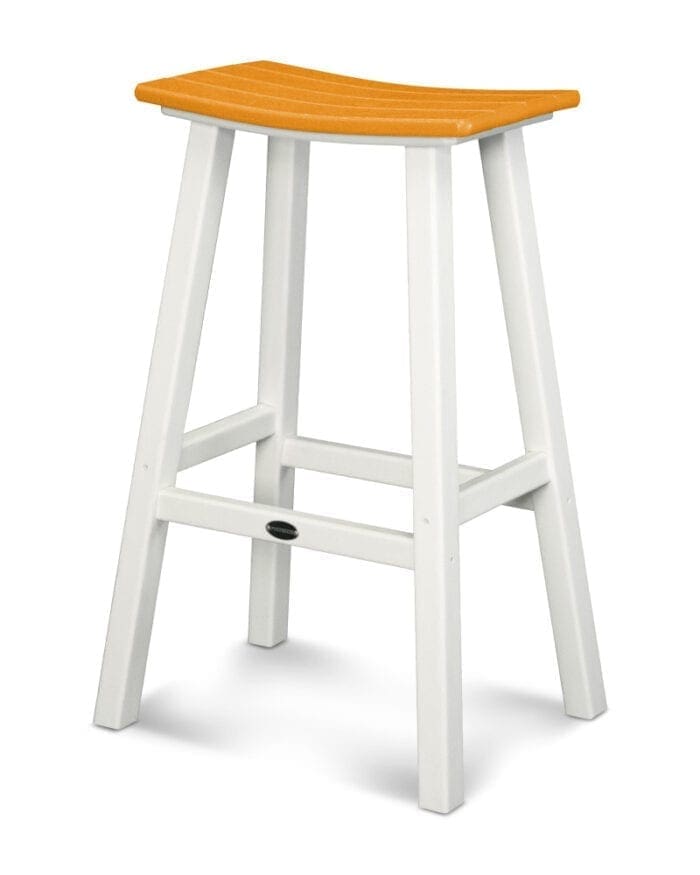 Contempo 30" Saddle Bar Stool- White Legs- Vibrant