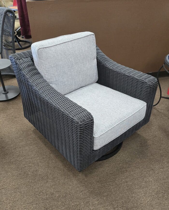 Beachcroft Lounge Swivel Black With Grey Cushions