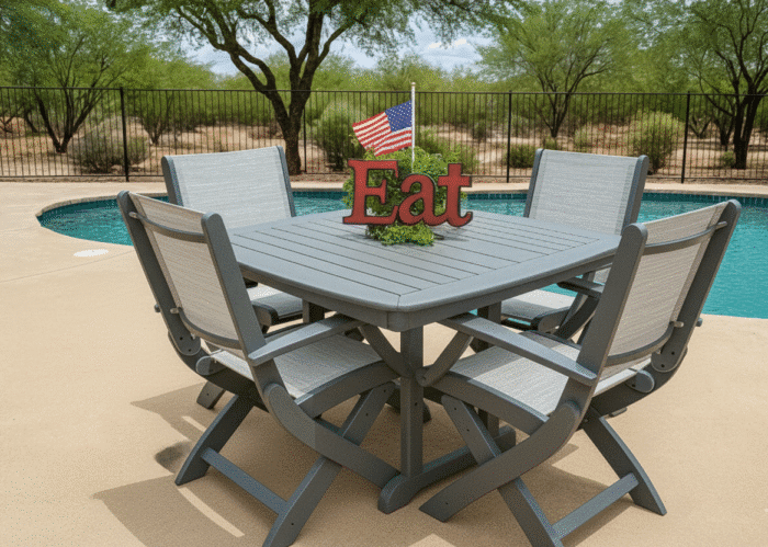 Nautical and Coastal Folding Chair 5 Pc 44" Sq. Dining Set